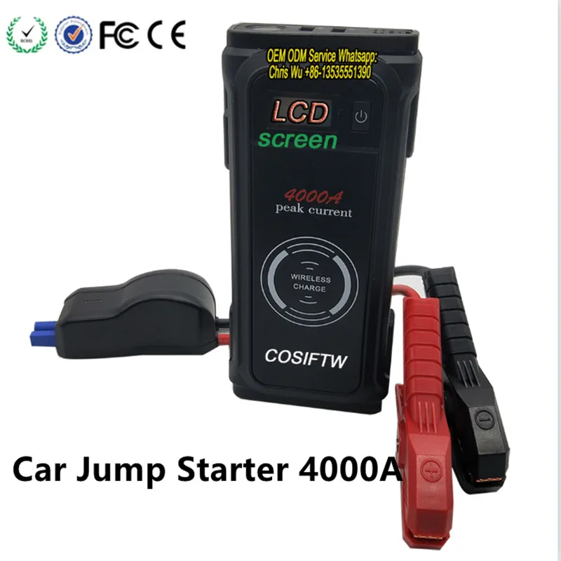 

COSSIFTW Car Jump Starter 4000A Power Bank Battery Booster with 10W Wireless Charger LCD Screen