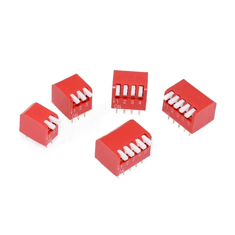 10pcs/lot Slide Type Lateral Switch Module 2 3 4 5 6 8 Bit 2.54mm Position Way DIP Red Pitch Toggle Switch Red Snap Switch