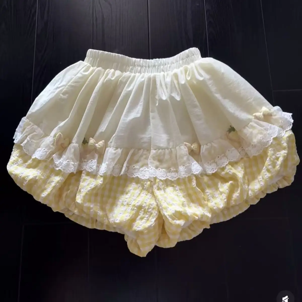 Stile giapponese Y2k Mini Gonne Lanterna Pantaloncini Hot Girls Kawaii Lolita Gonna Pantaloncini Dolce Fiocco di pizzo Patchwork Gonna Faldas Mujer
