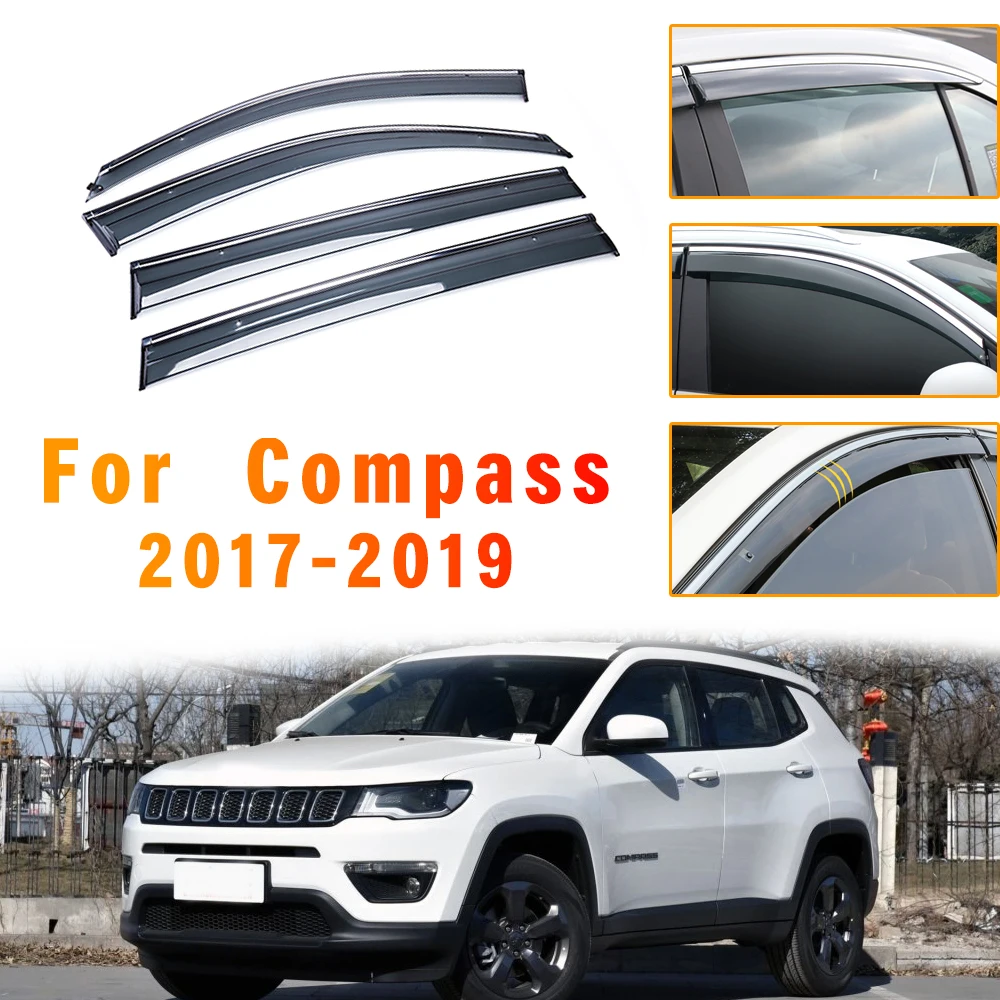 

Для Jeep Compass 2017 2018 2019, ветрозащитный дефлектор, стайлинг автомобиля, автоаксессуары, солнцезащитный козырек от дождя, навесы