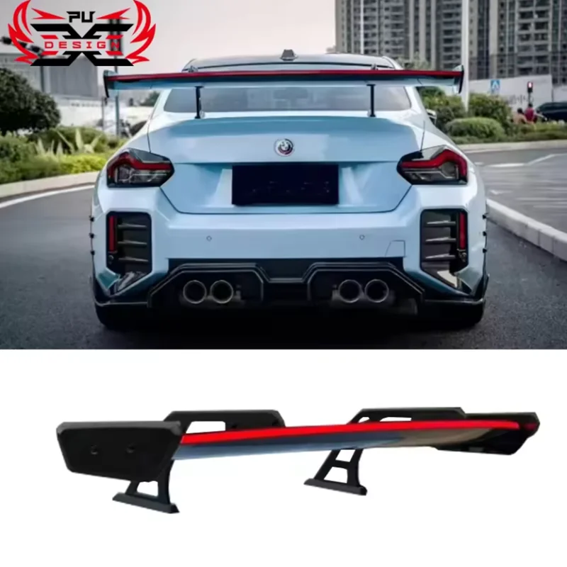 Dry Carbon Fiber For BMW M2 G87 Rear Spoiler Rear Wing LED Turn Signal Light Body Kits