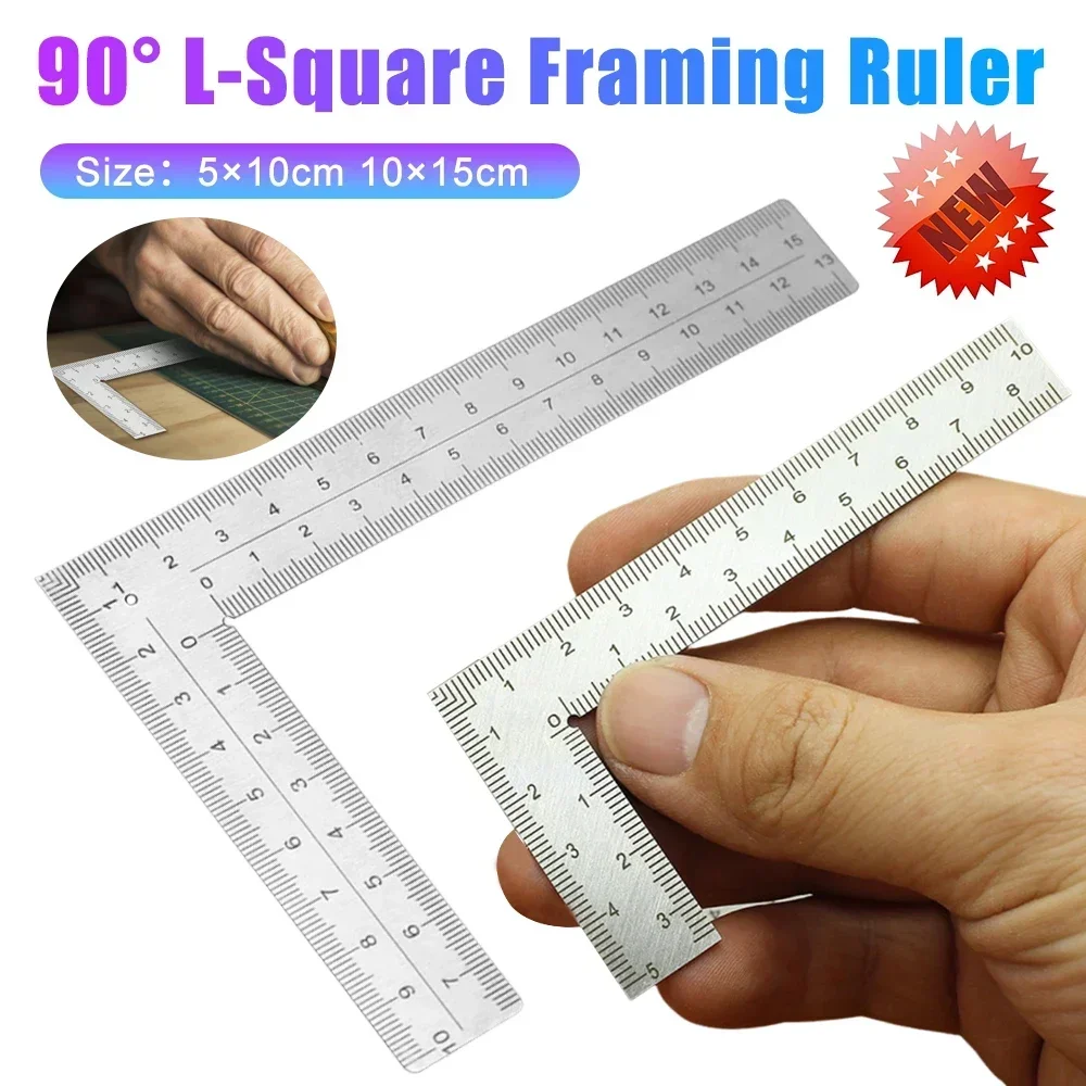 The Layout Pro: Mini Stainless Steel L-Square for Rapid 90° Verification & Precision Marking in Framing Measuring Tool