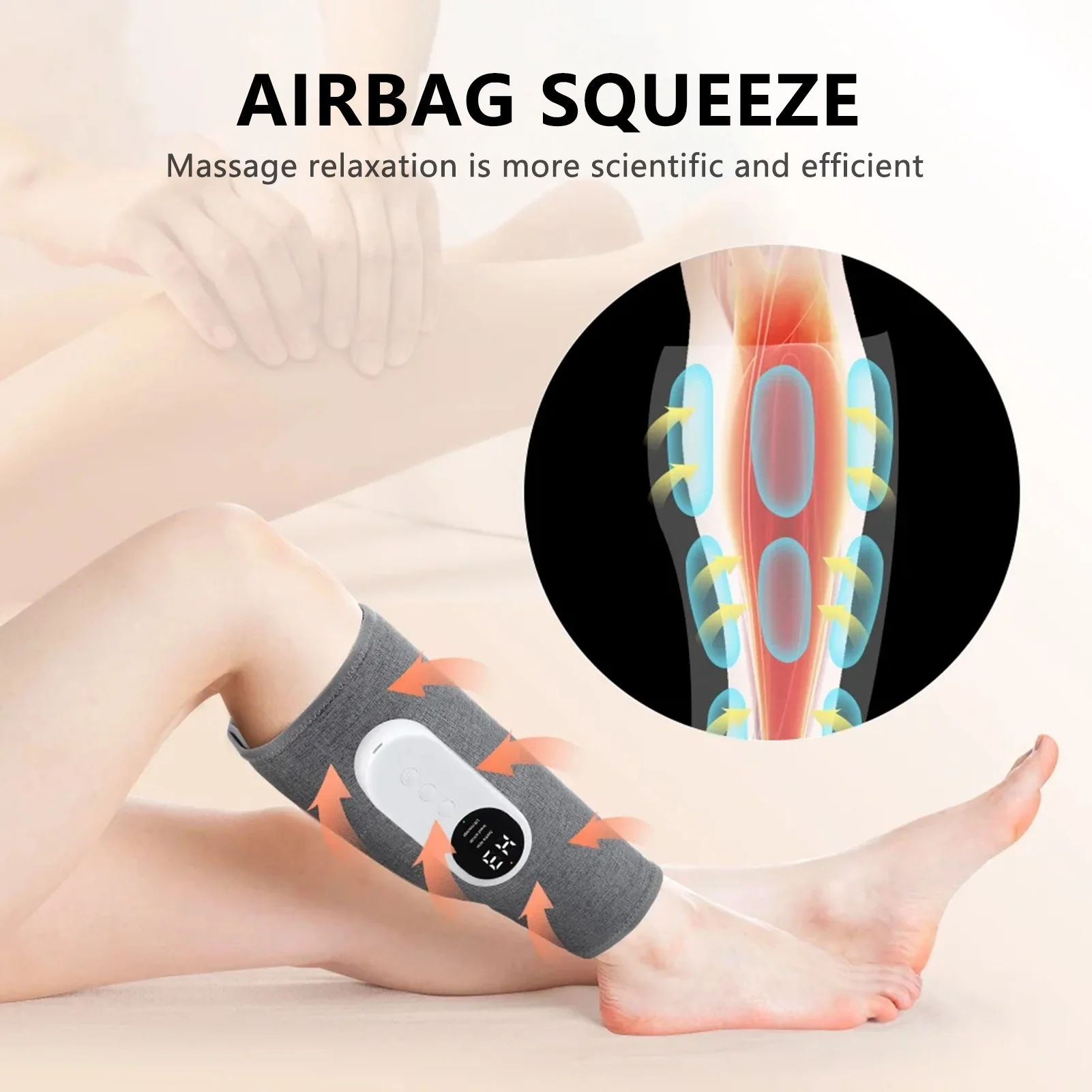 Electric Heating Leg Massager Wireless Air Compression Heating Massage Machine for Relaxation Calf Relief Muscle