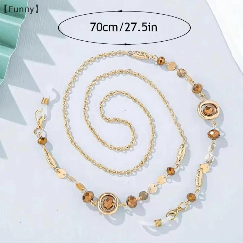 〔Funny〕Metal Chain Rhinestone Glasses Hanging Chain Women's Non-Falled Ocean Blue Anti-Loss Anti-Slip Neck Glasses Hanging