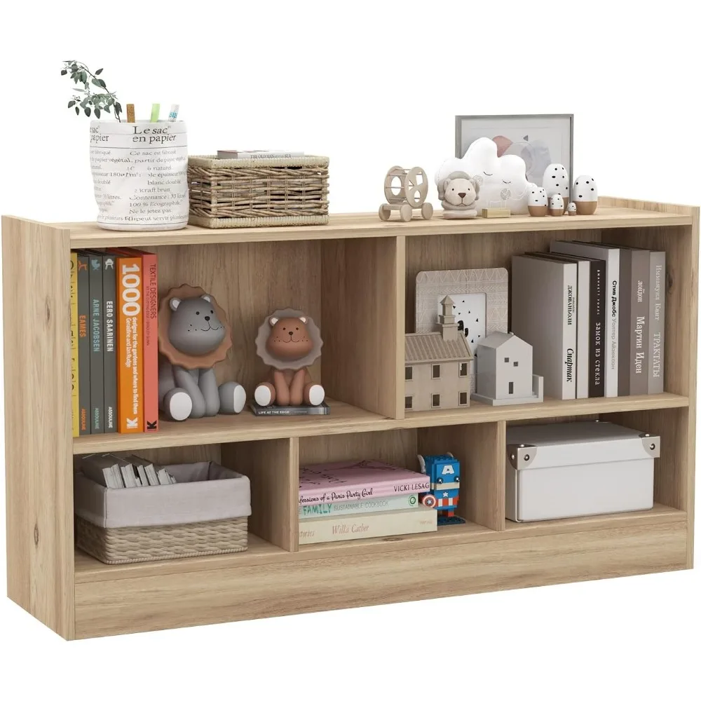 

Toy Storage Organizer, 2-Tier Kids Bookshelf, 5 Cube Kids' Bookcases, Cabinets & Shelves, Wooden Toy Organizers, Small Book Shel