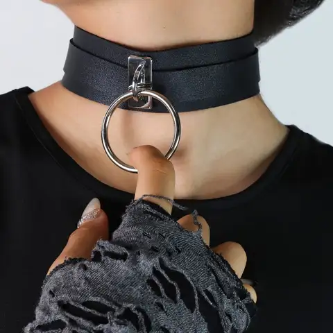 Goth Belts For Woman sexxy Neck Harness PU Leather Collar Wide Neck Strap Adjustable Belt Bondage Leather Harness Suspender