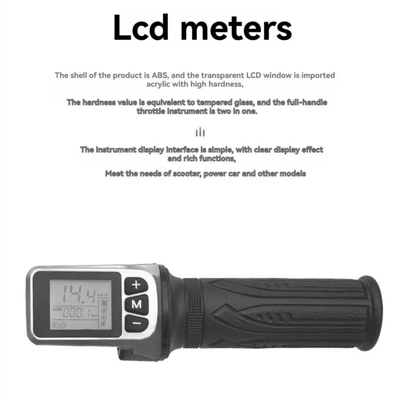 A01F-124DX 36V/48V LCD Electric Quantity Display With Switch Ebike Speed Governing Throttle Grip Electric Throttle Grip
