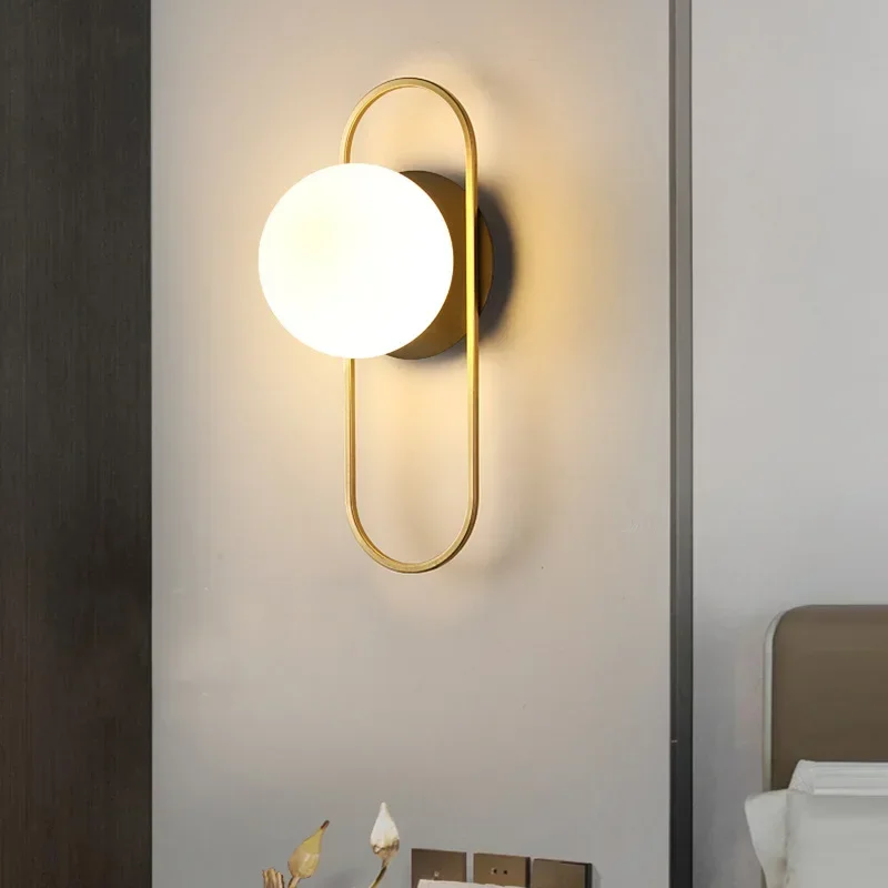 Modern LED Glass Wall Sconce Black/Gold Bedroom Bedside Lamp for Living Room Corridor Aisle Lighting Decorative  Light