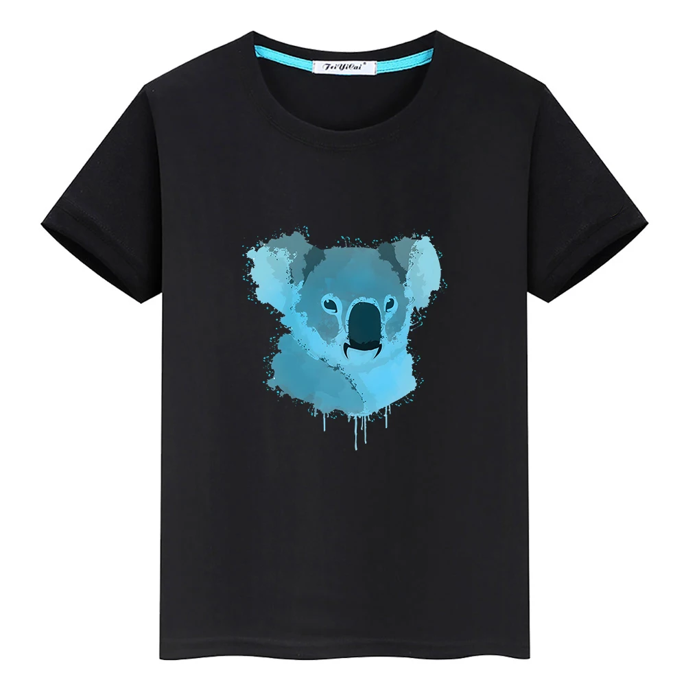 Australia Animal Koala Cartoon T-shirt 100% Cotton Short Sleeve Soft Tee-shirt for Children Kawaii Graphic Tshirts Boys/Girls