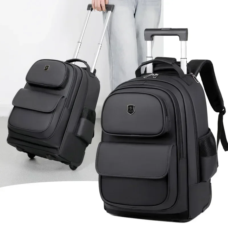 Trolley Backpack Ultra-light Trolley Bag Large Capacity Travel Bags with Wheels Fashion Durable Travel Duffels Student Schoolbag