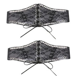 Women Stretchy Waist Belt Vintage Lace Pattern Wide Corset Elastic Rope Decorative Women Corset with Buckle