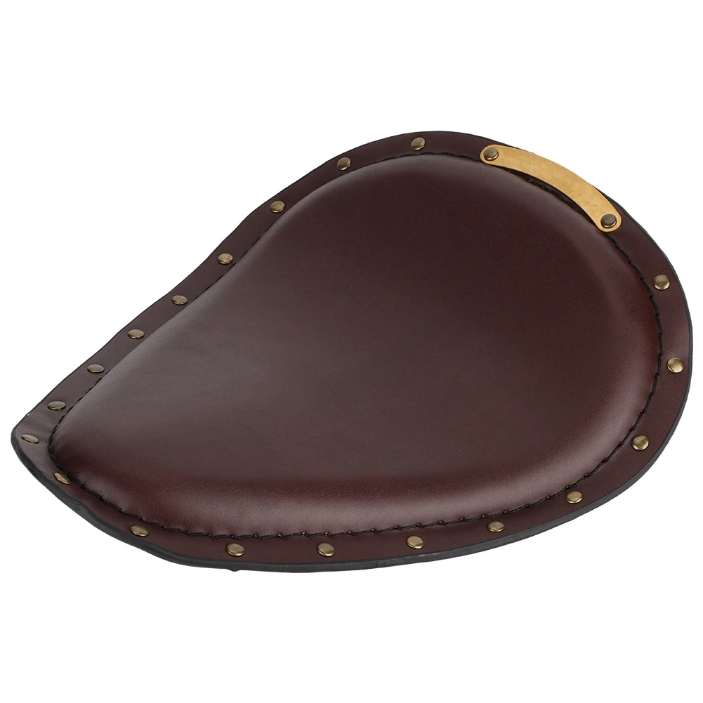 

Vintage Soft Motorcycle Seat with Bronze Rivets & Bracket - Brown Retro Style, Comfortable Riding Accessory