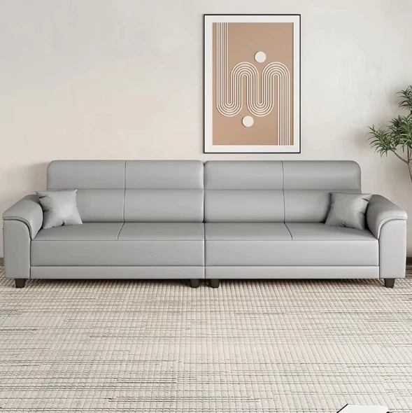 

3-Seater Cat Scratch PU Leather Tufted Sectional Sofa Set Washable For Small Apartment Living Room Accommodates Three Four
