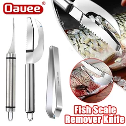 Fish Scale Remover Knife Scales Scraping Stainless Scaler for Fish Cleaning Tools Fish Skin Brush Tongs Tweezers Kitchen Tools