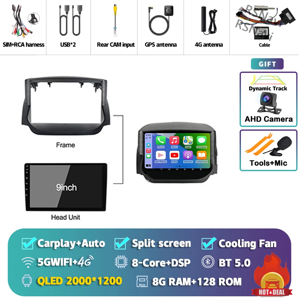 Android 15 Carplay Auto 2 K Scherm Autoradio Multimedia Speler Voor Ford Ecosport 2013-2017 DSP 2din autoradio Stereo Qualcomm