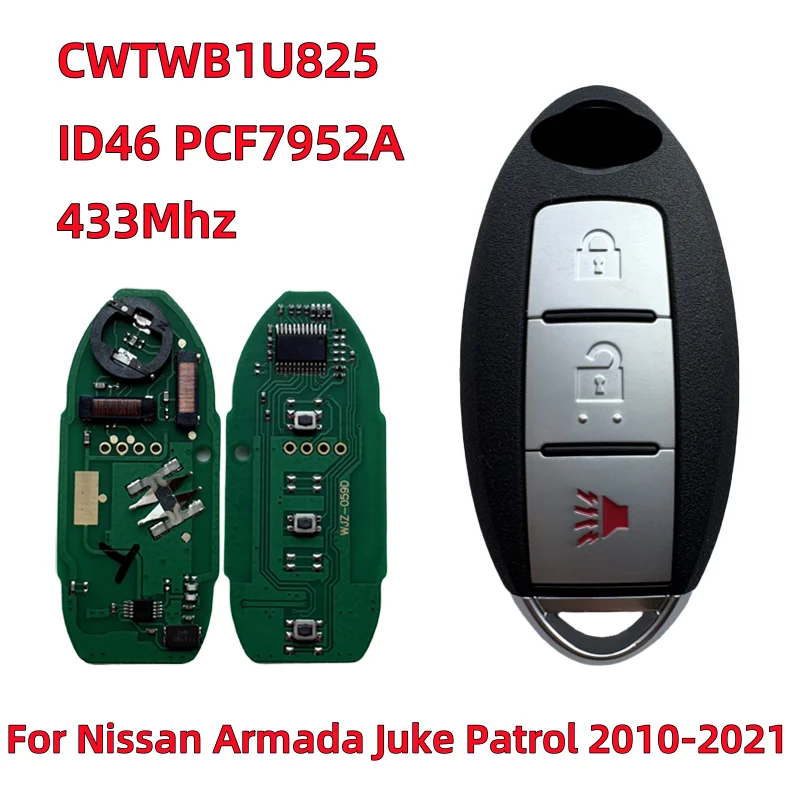 

CWTWB1U825 CWTWB1U773 For Nissan Armada Juke Patrol 2010-2021 Cube 433MHz Remote Smart KEY Fob PCF7952A ID46 3Buttons