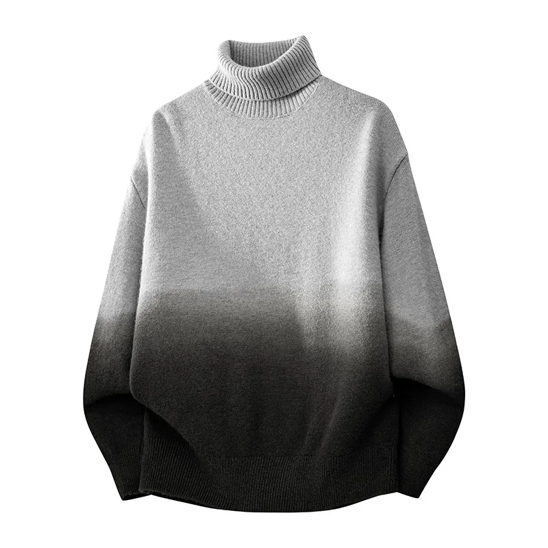 

Осенне-зимний свитер с высоким воротником и градиентом, пуловер, свободный топ с длинными рукавами