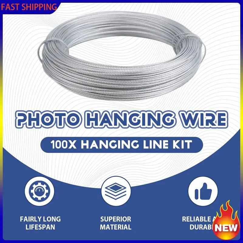 Hot Trend-100 Pcs Picture Hanging Wire Kit, 100 Feet Heavy Duty Wire Picture Hanging For Photo Mirror Frame Artwork