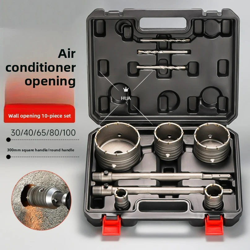 Kit sega a tazza per calcestruzzo 10 pezzi Punta da trapano per mattoni Sega a tazza portatile resistente agli urti per muro di cemento fognario 2025 nuovo