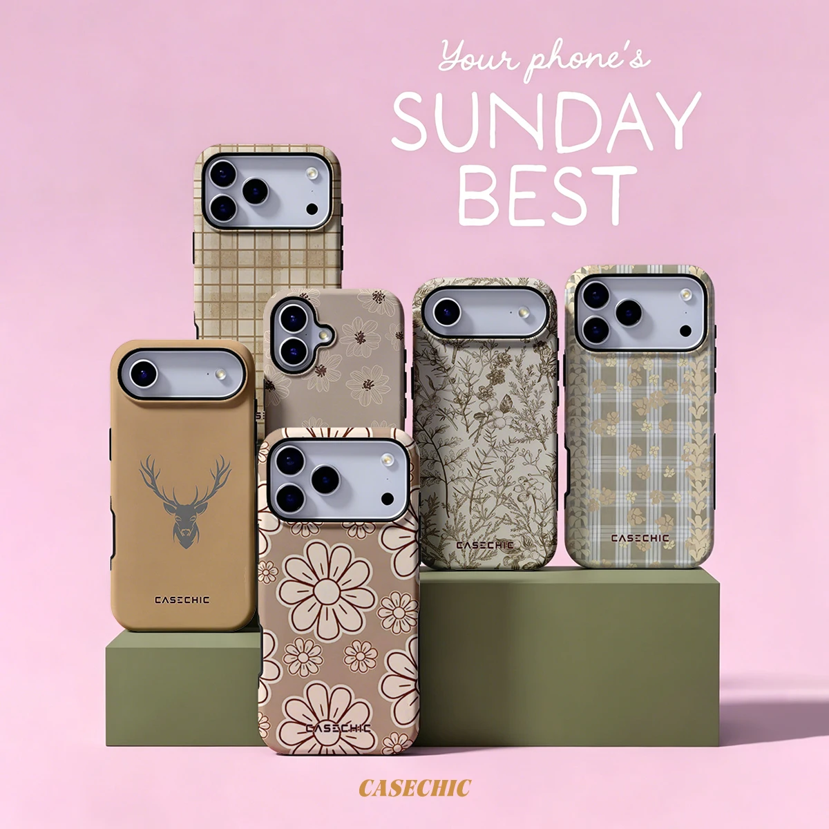 Beige Daisy Line For Samsung Galaxy S26 S25 S24 A56 A36 Phone Case Double-Layer Protection Cover for Women Girl CaseChic