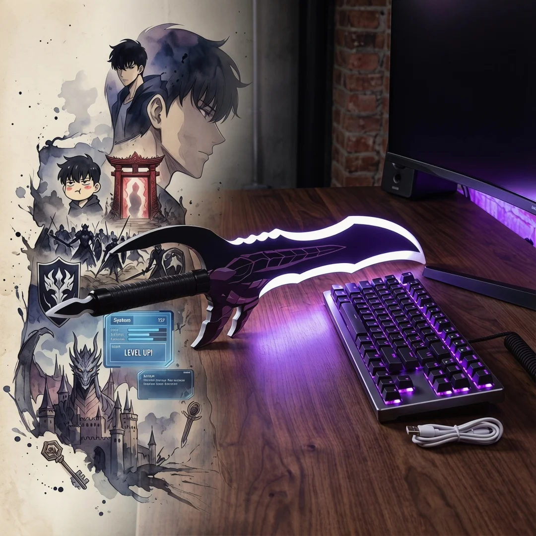 20/23 Zoll Solo Leveling Leuchtende Katana Anime Cosplay Requisite Samurai-Säbel Echtes Japanisches Katana Mizushino Shun Schwert Leuchtspielzeug Geschenk