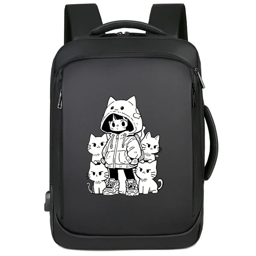 

Waterproof Business Boy Gir Laptops Backpack Cool Cute Funny Cartoon Girl Cute Cat Printed Women Men Unisex Rucksack Handbag