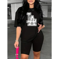 Casual Sports Short Sleeve Simple Letter Printed Loose Sports Tops Casual Stretch Women's Plus Size Harajuku Clothing