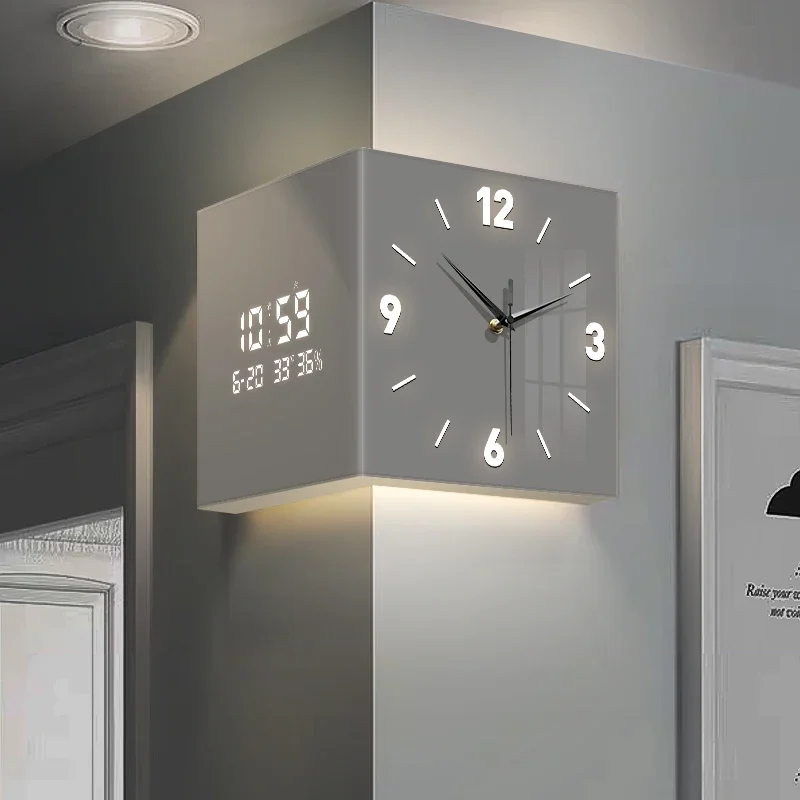 Modern Simple Perpetual Calendar Electronic Clock Digital Display Clock Living Room Corner Wall Clock Creative