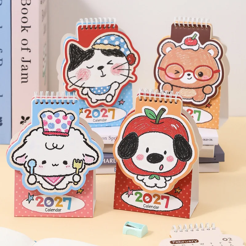 13Pcs Mini Animal Shaped Desk Calendar, Kawaii Cute Cartoon Pet Table Calendar Desktop Decor for Scrapbooking Journal DIY Craft