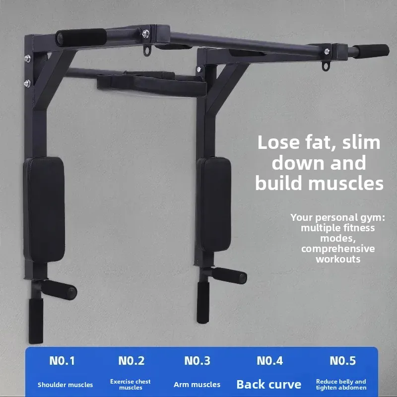 Wall Mounted Quick Release Multi Grip Pull Up Dip Bar Thick Steel Reversible Home Indoor Arm Strength Workout Fitness Equipment