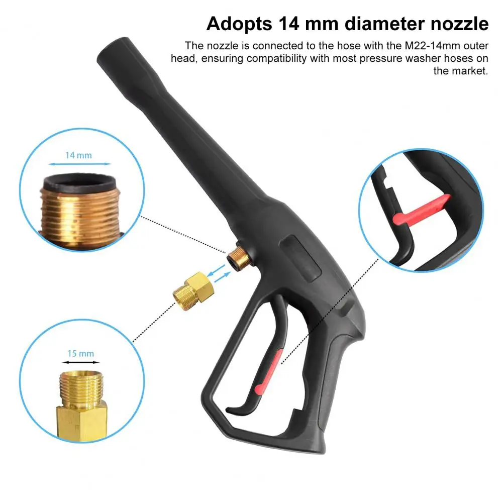 M22-14mm Outer Head Sprinkler Sprinkler Pressure Washer Spray Ejector with Wand 5 Nozzle Tips High Pressure 3000psi for Ryobi