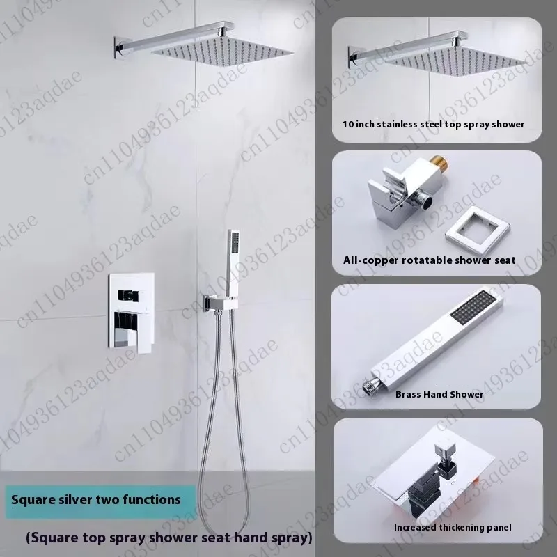 

Shower Set Modern Luxury Black Chrome Ceiling Shower Set with Brass Hotel Bathroom Suite