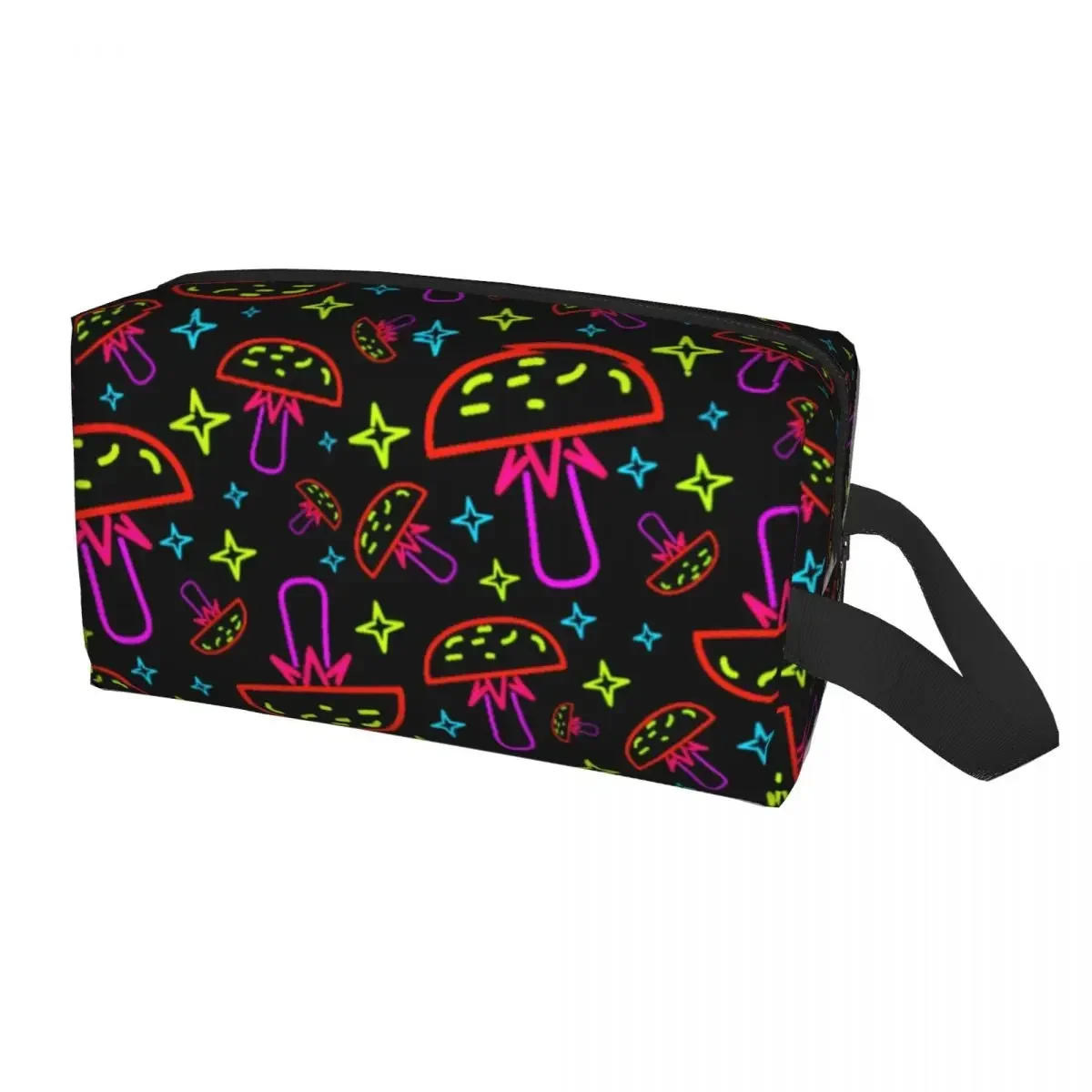 Magic Mushroom Trippy Psychedelic Neon Pastel Goth Toiletry Bag Women Cosmetic Makeup Organizer Lady Beauty Storage Dopp Kit Box