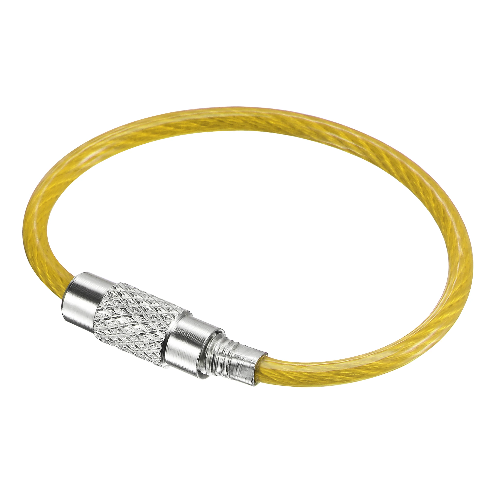 Uxcell gantungan kunci kawat gantungan kunci Loop kabel untuk tas tangan Lanyard ritsleting dilapisi PVC baja anti karat
