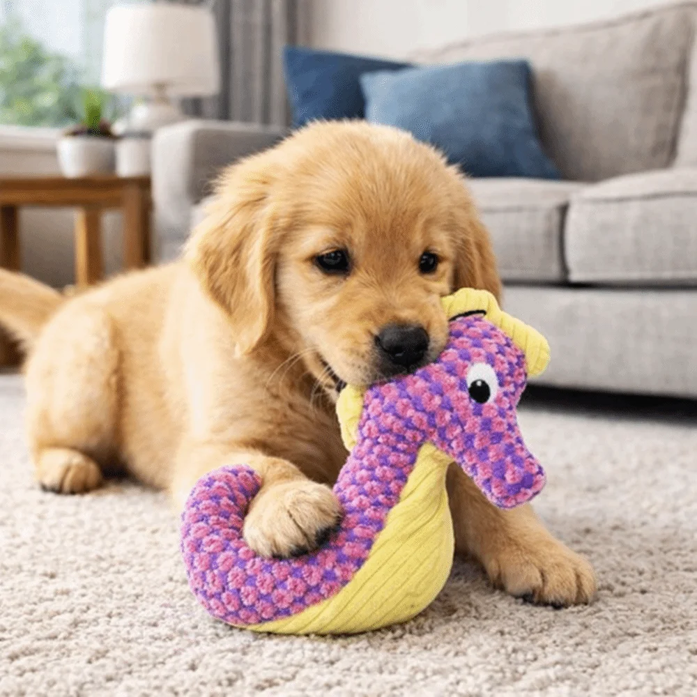 

Cute Bite Resistant Crinkle Sound Pet Toy Ocean Theme Grinding Teeth Squeaker Dog Toys Velvet Teeth Cleaning Toys for Cats Dogs