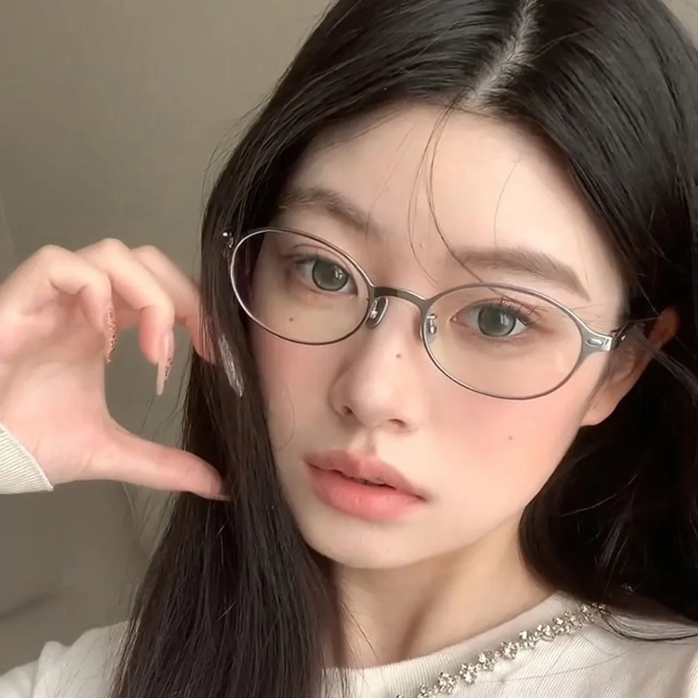 

Transparent Anti-blue Eyeglasses Spicy Girl Retro Metal Oval Glasses Lightweight Western Style Optical Spectacle Eyeglass