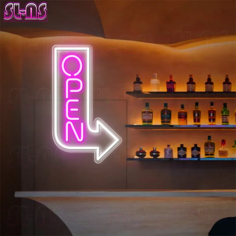 Big Open Neon Sign Open Arrow Neon Sign Led Business Open Sign Custom Neon Open Sign For Business Restaurant Bar Open Neon Sign