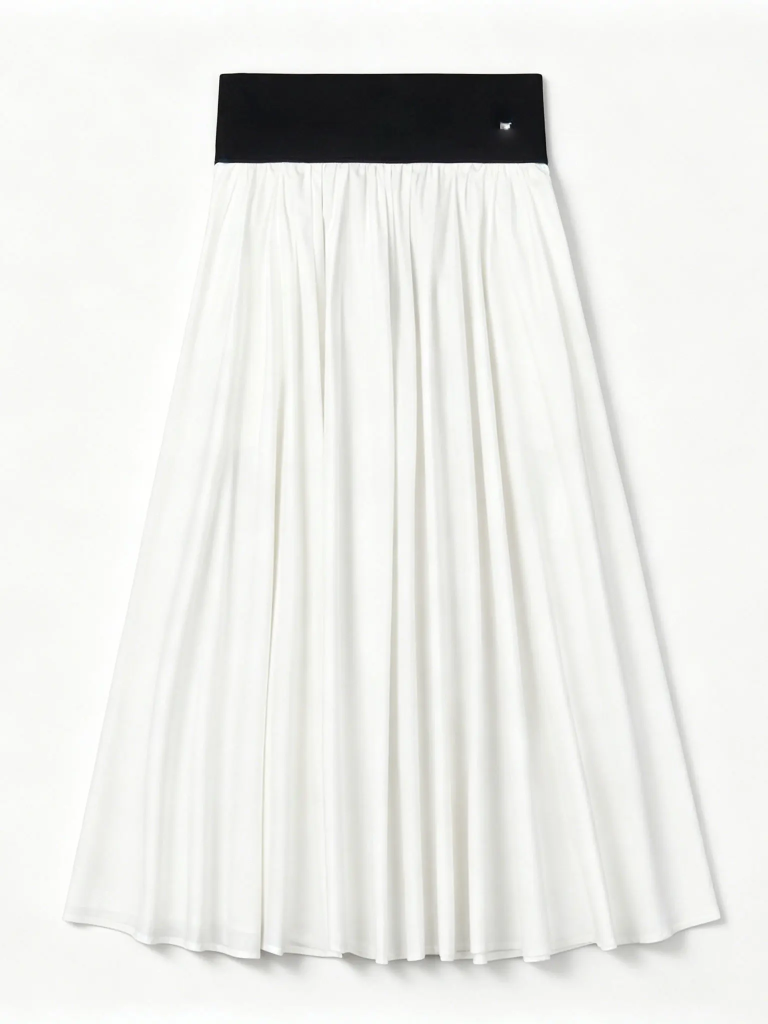 Ladies Embroidered A-Line Midi Skirt Single Series High Waist Cotton Blend Splice Fashionable Versatile Half-length Skirt