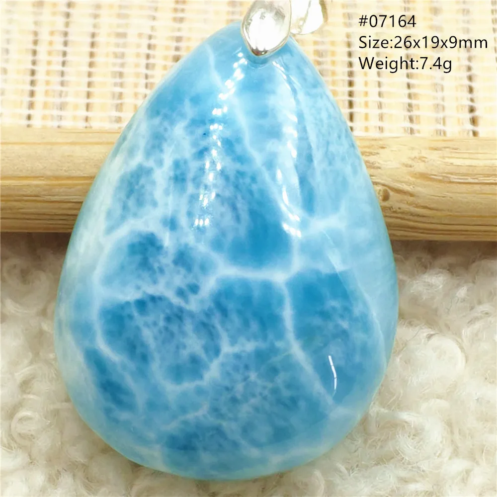 

Natural Blue Larimar Pendant Necklace Water Pattern From Dominica Larimar Fashion Jewelry Women Men Rare Stone AAAAAA