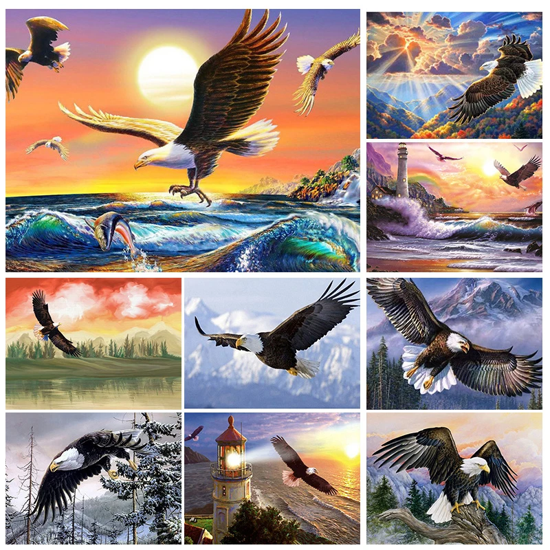 

Eagle 5D Diamond Painting Animal Pictures Full Square/Round Diamond Mosaic Painting Kits Bald Eagle Rhinestone Embroidery DIY