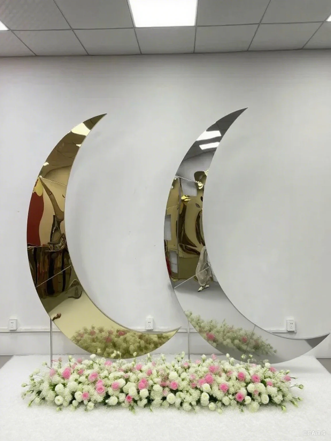 

83 дюйма в форме нового луны, свадебная арка из нержавеющей стали, золотого, серебряного цвета, уличная подставка для воздушных шаров для свадебной вечеринки, украшение для детского душа