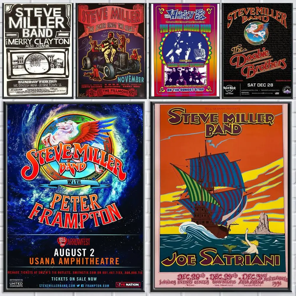 band S-Steve Miller Band-D Poster Peel and Stick Wall Art for Cafe Office Bar and Home Decoration
