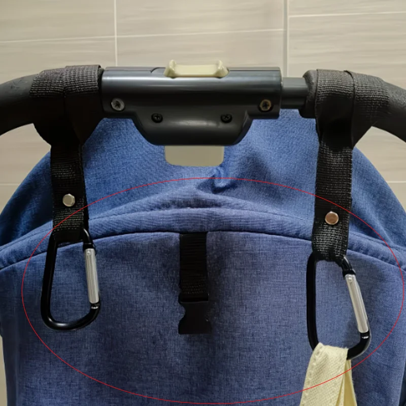 D-Shaped Stroller Hooks and Motorbike, Silver Metal Pushchair Organizer Hanging Hooks for Shopping Bags Accessories