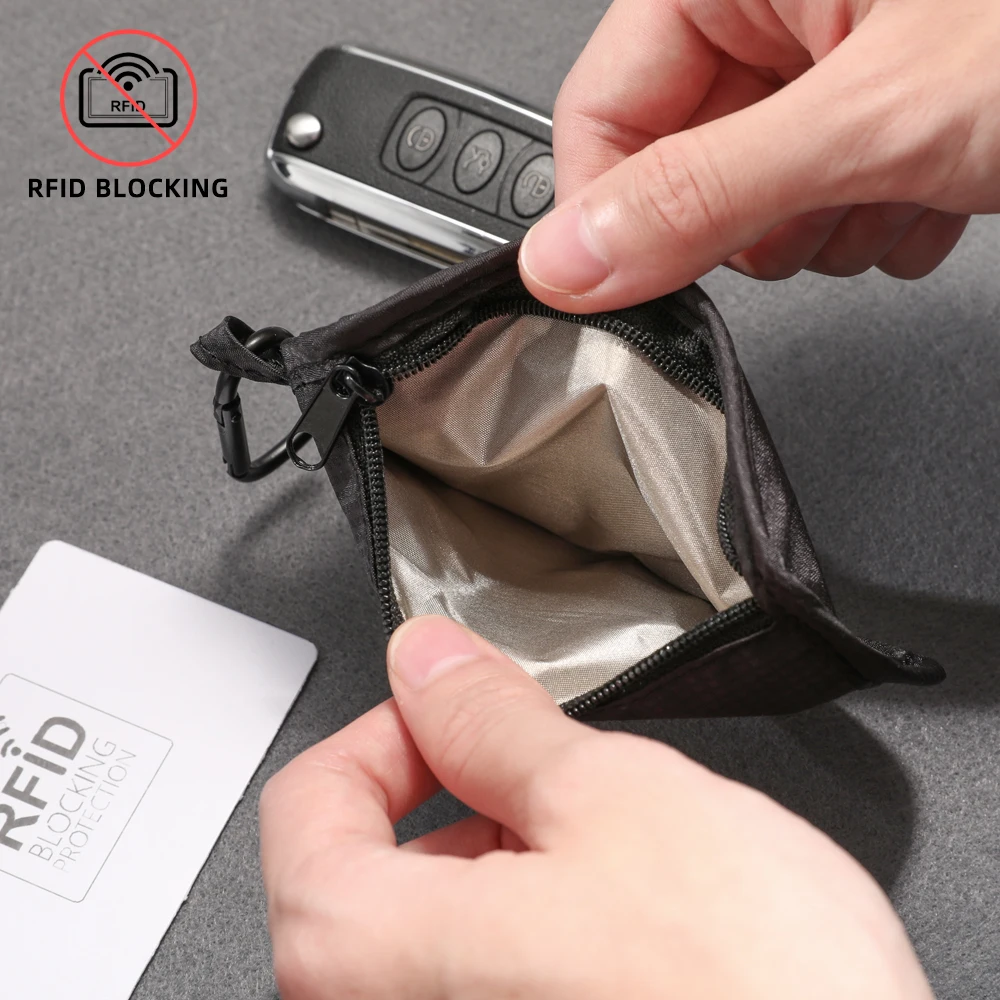 RFID Blocking Wallet Card Case with Buckle Anti-Theft Protection Travel Pouch for Credit Cards and ID