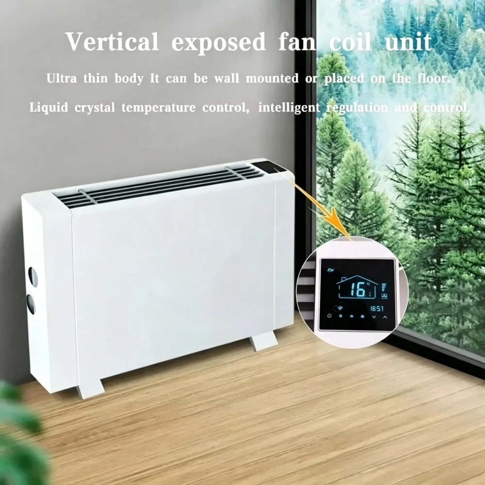 Vertical Wall Mounted Fan Coil Unit Hydronic Air Conditioner Cooling Heating Dual Use DC Brushless Motor Ultra Quiet OS‑15/20/30