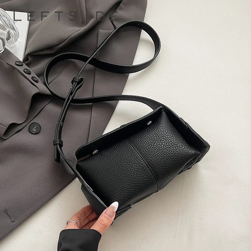

LEFTSIDE Small PU Leather Flap Crossbody Bags for Women 2025 New Trend Fashion Simple Shoulder Bag Females Handbags and Purses