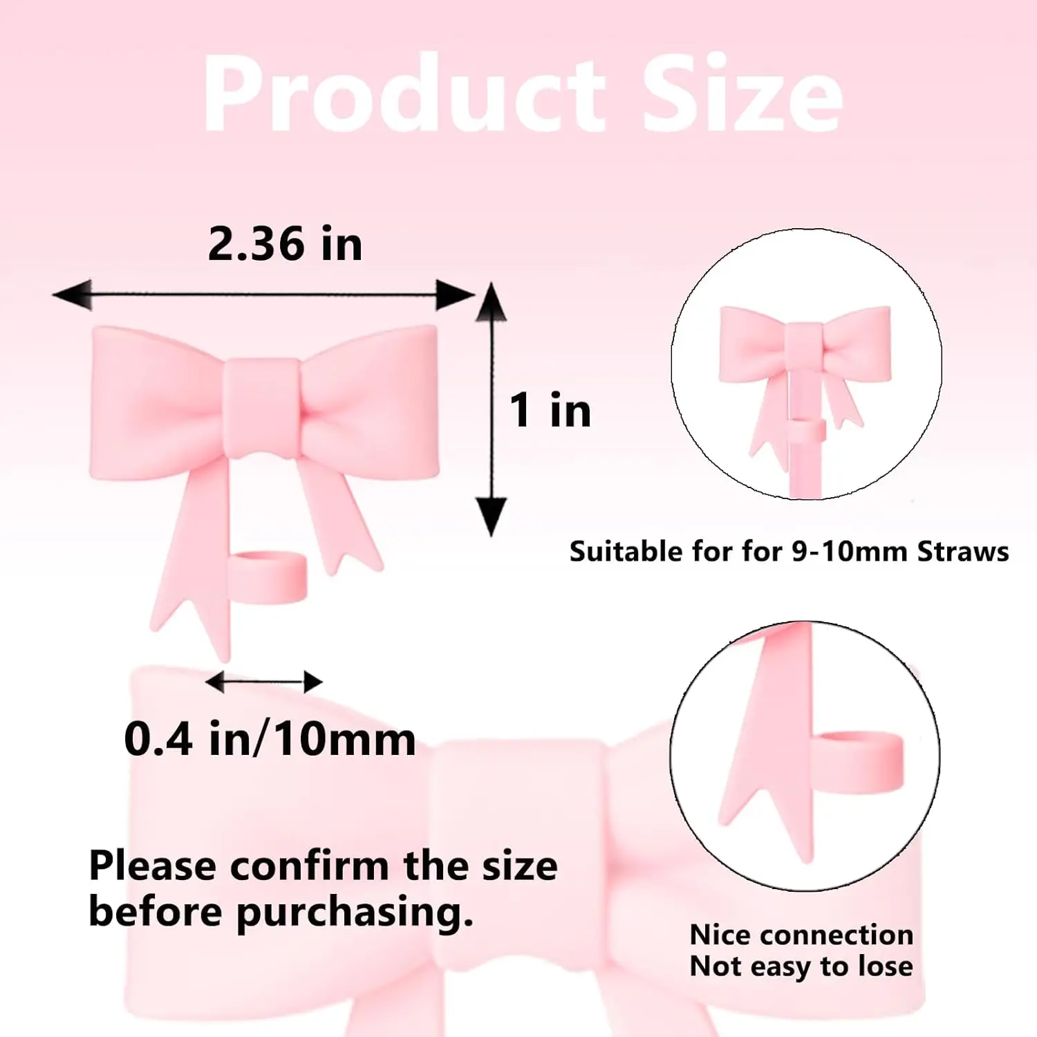 Bow-tie Straw Cap, Compatible with Stanley 30 and 4 Oz Cups, Silicone Straw Tip Cap for 0.4 Inch/10 Mm Cup Straw Accessories.