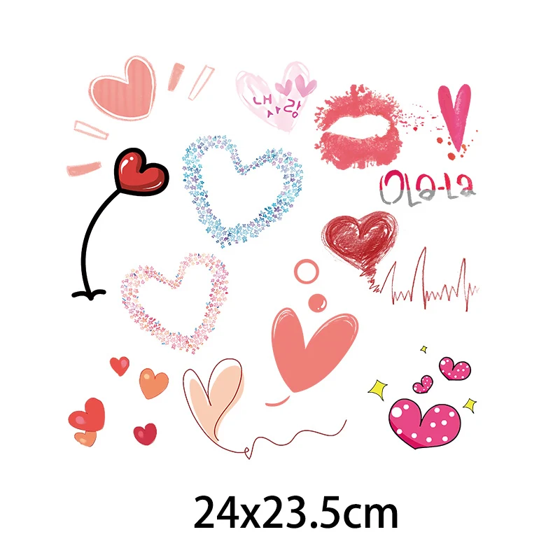 Lovely Heart Heat Transfer Love Shape Washable Iron-on Transfers for T-Shirt Children Gift DIY Clothes Stickers