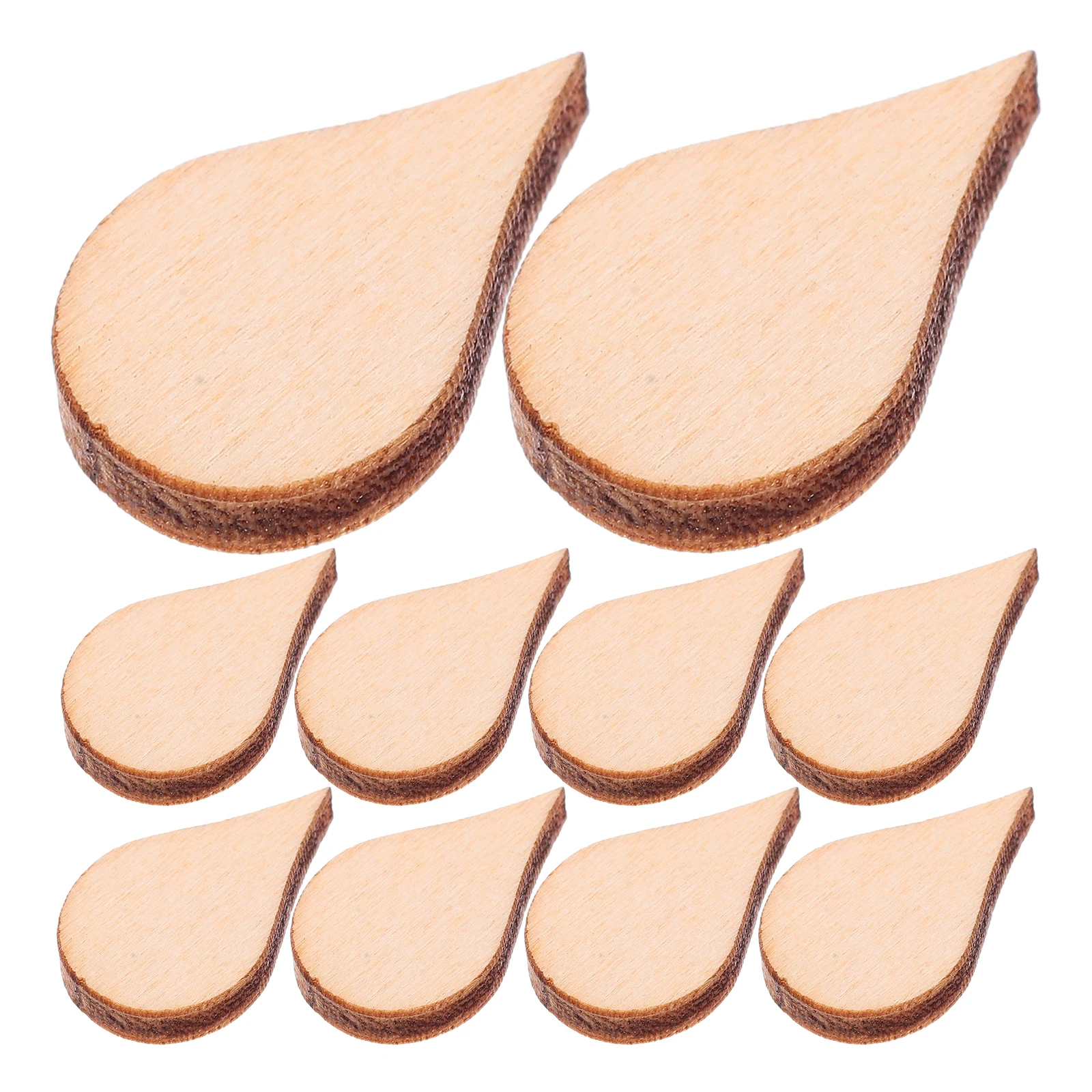

100pcs Water Drop Shape Wood Pieces Natural DIY Craft Chip Sewing Tools Accessories Embellishment Project Material