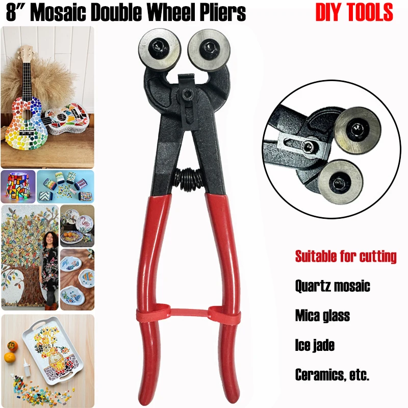 

8 Inch Mosaic Double Wheel Pliers Twin-wheeled Scissors Quartz Mosaic Mica Glass Ice Jade Ceramic Cutting DIY Hand Tools